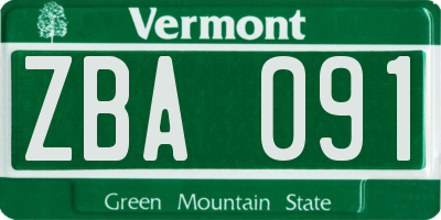 VT license plate ZBA091
