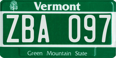VT license plate ZBA097