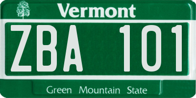VT license plate ZBA101
