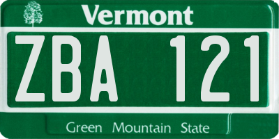 VT license plate ZBA121