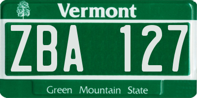 VT license plate ZBA127