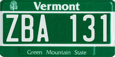 VT license plate ZBA131