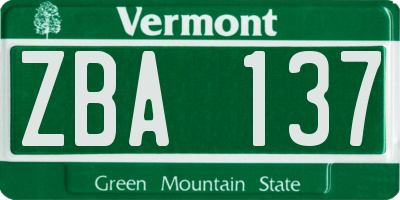 VT license plate ZBA137