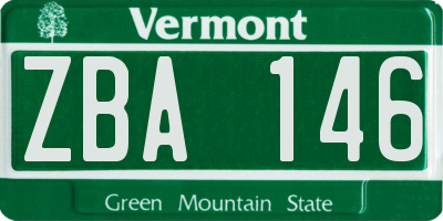 VT license plate ZBA146