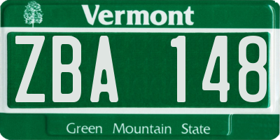 VT license plate ZBA148