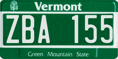 VT license plate ZBA155