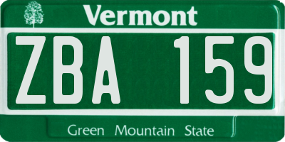 VT license plate ZBA159