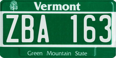 VT license plate ZBA163