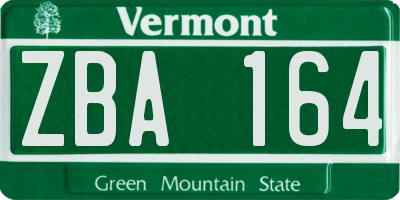 VT license plate ZBA164