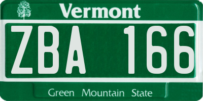 VT license plate ZBA166