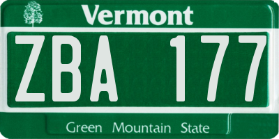 VT license plate ZBA177