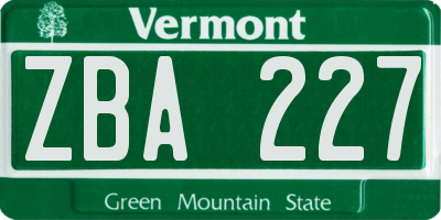 VT license plate ZBA227