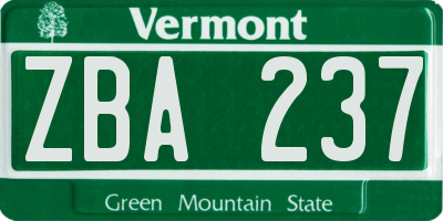 VT license plate ZBA237