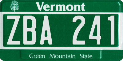 VT license plate ZBA241