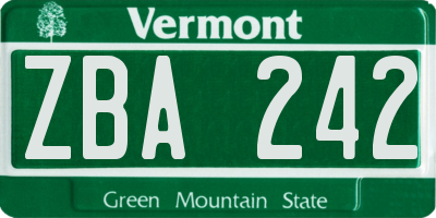 VT license plate ZBA242