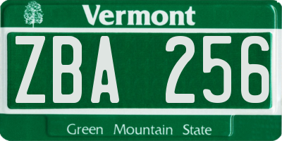VT license plate ZBA256
