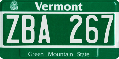 VT license plate ZBA267
