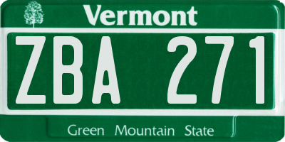 VT license plate ZBA271