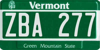 VT license plate ZBA277