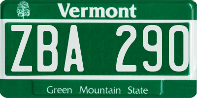 VT license plate ZBA290