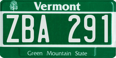VT license plate ZBA291