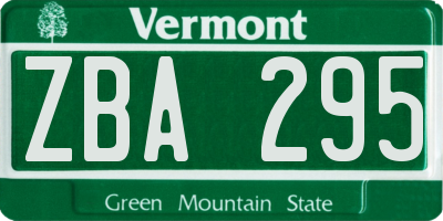 VT license plate ZBA295
