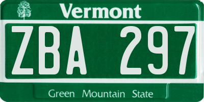 VT license plate ZBA297