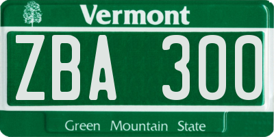 VT license plate ZBA300