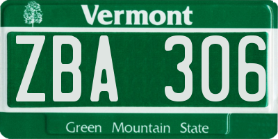 VT license plate ZBA306