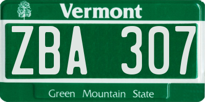 VT license plate ZBA307