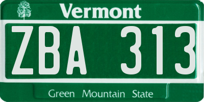 VT license plate ZBA313