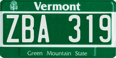 VT license plate ZBA319