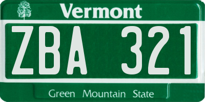 VT license plate ZBA321
