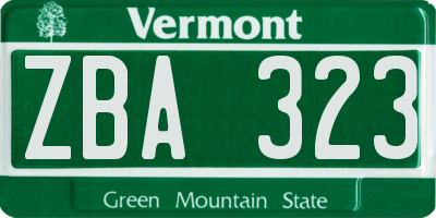 VT license plate ZBA323