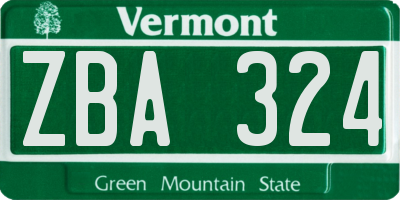 VT license plate ZBA324