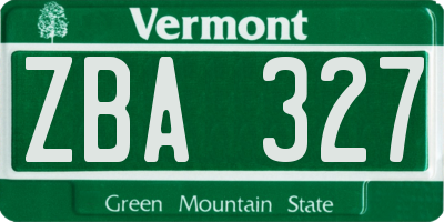 VT license plate ZBA327