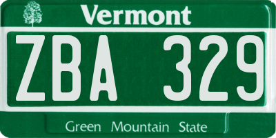VT license plate ZBA329