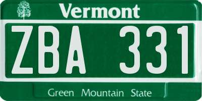 VT license plate ZBA331