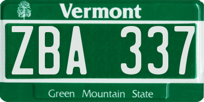 VT license plate ZBA337