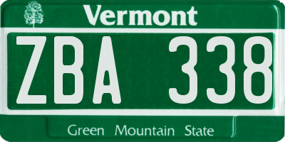 VT license plate ZBA338