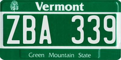 VT license plate ZBA339