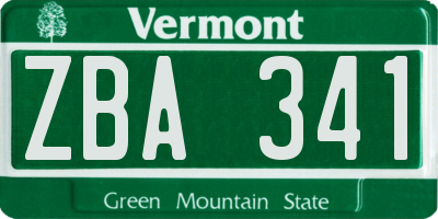 VT license plate ZBA341