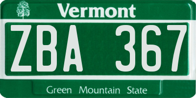 VT license plate ZBA367