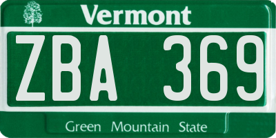 VT license plate ZBA369