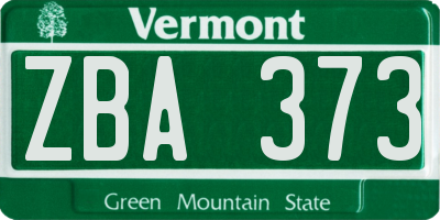 VT license plate ZBA373