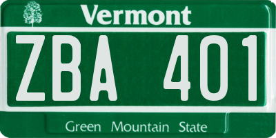 VT license plate ZBA401