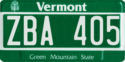 VT license plate ZBA405