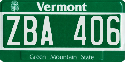 VT license plate ZBA406