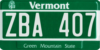 VT license plate ZBA407