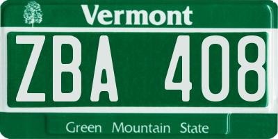 VT license plate ZBA408
